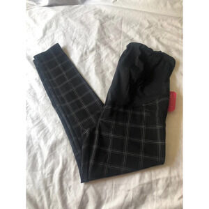 NWT Isabel Maternity Black Plaid Crossover Panel Ponte Maternity Pants M